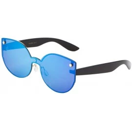 Oversized Womens Fashion Cat Eye Sunglasses Rimless Mono Block One Piece Lens - Blue - CS17YG95R7I $10.08