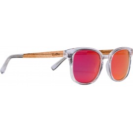 Wayfarer Clear Acetate Sunglasses with Polarized Lens in Wood Display Box - CB19486Z9YO $40.50