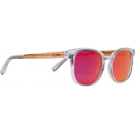 Wayfarer Clear Acetate Sunglasses with Polarized Lens in Wood Display Box - CB19486Z9YO $40.50