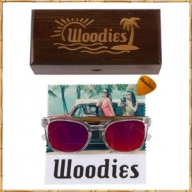 Wayfarer Clear Acetate Sunglasses with Polarized Lens in Wood Display Box - CB19486Z9YO $40.50