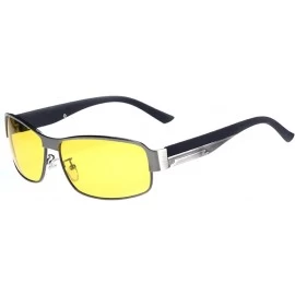 Rectangular HD Polarized Night Vision Sunglasses For Men - Gray - CD18CGGM09R $42.87