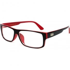 Square "Kayden" Retro Unisex Plastic Fashion Clear Lens Glasses - Black/Red - CD117Q3HO37 $19.11