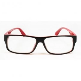 Square "Kayden" Retro Unisex Plastic Fashion Clear Lens Glasses - Black/Red - CD117Q3HO37 $19.11