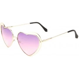Butterfly Oceanic Color Heart Shape Lens Double Side Thin Rim Frame Sunglasses - Purple - CM1987GL2RS $26.44