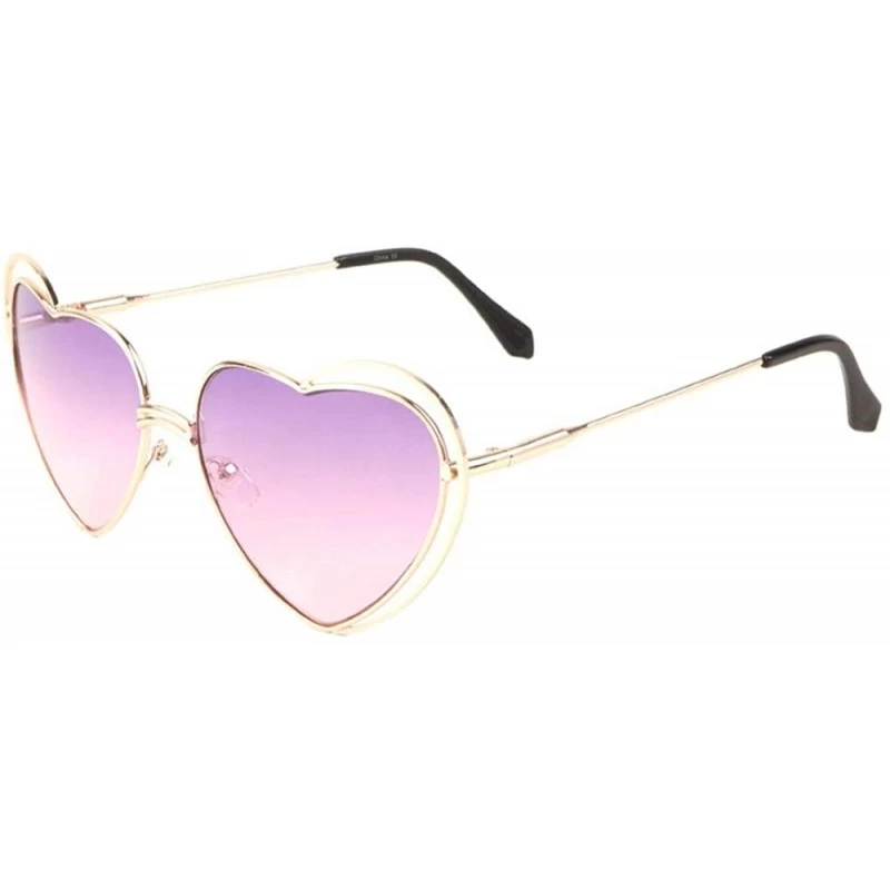 Butterfly Oceanic Color Heart Shape Lens Double Side Thin Rim Frame Sunglasses - Purple - CM1987GL2RS $11.13