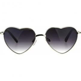 Rectangular Womens Heart Shape Chain Arm Metal Rim 70s Sunglasses - Gold Smoke - C5180CL5NT0 $13.53