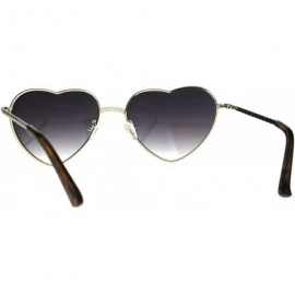 Rectangular Womens Heart Shape Chain Arm Metal Rim 70s Sunglasses - Gold Smoke - C5180CL5NT0 $13.53