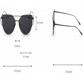 Rimless Fashion Womens Mirror Sunglasses - Round Cat Eye Sun Glasses - Metal Frame Twin-Beams Sunglasses - Black - CS18DNCYIN...