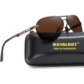 Aviator Polarized Aviator Vintage Sunglasses for Men Driving Fishing Golf UV400 Protection - Brown - C318YQCZIG4 $17.26
