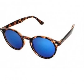 Round Round Horned Rimmed Retro Keyhole Sunglasses - Tortoise- Blue Revo - CO185XQGM6Q $7.91