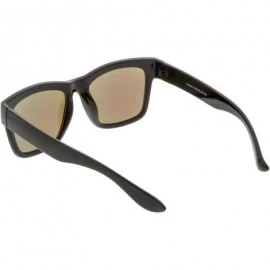 Wayfarer Lifestyle Super Thick Frame Arms Mirror Square Lens Horn Rimmed Sunglasses 54mm - Shiny Black / Green Mirror - CB183...