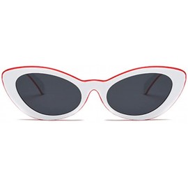 Oval Men and women Oval Sunglasses Fashion Simple Sunglasses Retro glasses - Red White - CK18LLDE57A $9.99