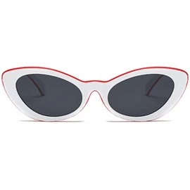 Oval Men and women Oval Sunglasses Fashion Simple Sunglasses Retro glasses - Red White - CK18LLDE57A $9.99