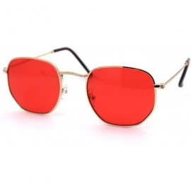 Rectangular Mens Hippie Groovy Pop Color Lens Metal Rim Rectangular Sunglasses - Gold Red - C0193N3IA0D $20.11