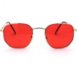 Rectangular Mens Hippie Groovy Pop Color Lens Metal Rim Rectangular Sunglasses - Gold Red - C0193N3IA0D $8.88
