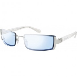Semi-rimless Men's 5004SP Semi-Rimless Rectangular Metal Sunglasses with 100% UV Protection- 62 mm - Silver - C618EGYSQOA $56.25