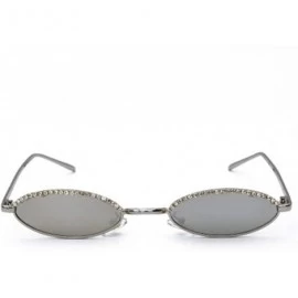 Oval Personality Crystal Fashion Men and Women Sunglasses Small Frame Oval Rhinestone Retro Sunglasses - 3 - CM190EWS0LX $39.67