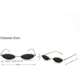 Oval Personality Crystal Fashion Men and Women Sunglasses Small Frame Oval Rhinestone Retro Sunglasses - 3 - CM190EWS0LX $39.67