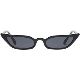 Rectangular Cateye Sunglasses Narrow for Women Fashion Retro Vintage Narrow Clout Goggles Plastic Frame - Black - CH193T0XSLA...