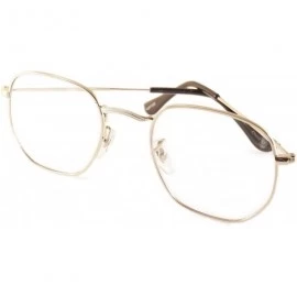 Square Minimalist Hexagonal Metal Frame Color Tinted/Clear Flat Lens Sunglasses A021 - Silver/ Clear - CA186CL460T $24.93