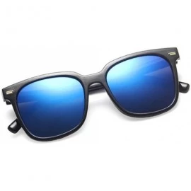 Square Women Square Sunglasses Vintage Rivet Sun Glasses Female Mirror Glasses Blue Pink UV400 - Blacksilver - CP190340TNA $9.16