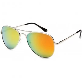 Aviator Aviator Style Trendy Summer Flash Lens Sunglasses - Silver/Orange - CS12G0MPUOT $8.12