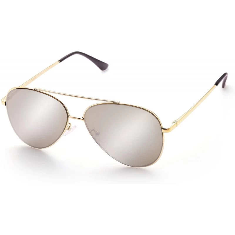 Sport Aviator Sunglasses Designer Eyewear Protection - Gold Frame Grey Mirroed Lens - CF17YSE6A2I $20.22