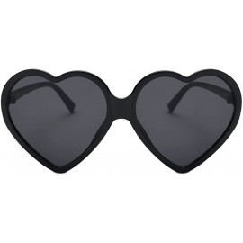 Rimless Women Heart Shaped Rimless Sunglasses Transparent Candy Color Eyewear Party Glasses (Black) - CT196H537EH $8.17