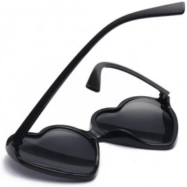 Rimless Women Heart Shaped Rimless Sunglasses Transparent Candy Color Eyewear Party Glasses (Black) - CT196H537EH $8.17