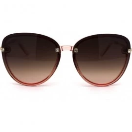 Butterfly Womens Luxury Rhinestone Jewel Trim Butterfly Chic Sunglasses - Rose Gold Pink Brown - CE18ZWOZKAL $14.44