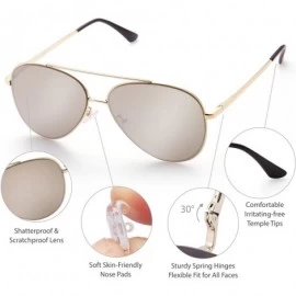 Sport Aviator Sunglasses Designer Eyewear Protection - Gold Frame Grey Mirroed Lens - CF17YSE6A2I $20.22