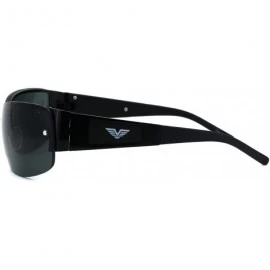 Rectangular Mens Rectangular Expose Lens Designer Sport Metal Rim Sunglasses - Black Green - CF18TAC4MZE $13.79
