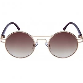 Round Round Brow Bar Sunglasses with Ocean Mirror Lens 25151-OCM - Gold - CL12NAFE6LH $8.20