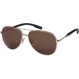 Aviator Pilot Men's 100% UV400 Protection Lens Driving Eyewear- TAC Polarized Sunglasses - Matte Glod/Brown - CJ19245854M $29.88
