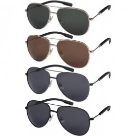 Aviator Pilot Men's 100% UV400 Protection Lens Driving Eyewear- TAC Polarized Sunglasses - Matte Glod/Brown - CJ19245854M $17.71