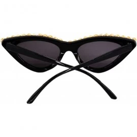 Oversized Sparkling Crystal Cat Eye Sunglasses UV Protection Rhinestone Sunglasses - Black Frame - CA18UCAL5U6 $12.19