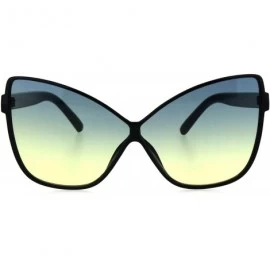 Cat Eye Womens Oceanic Gradient Lens Oversize Cat Eye Retro Sunglasses - Black Blue Yellow - CB18H9R692N $19.38