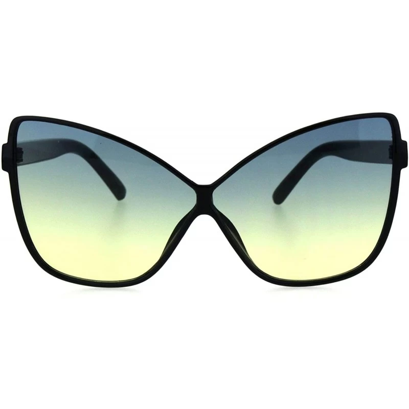Cat Eye Womens Oceanic Gradient Lens Oversize Cat Eye Retro Sunglasses - Black Blue Yellow - CB18H9R692N $10.85