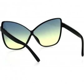 Cat Eye Womens Oceanic Gradient Lens Oversize Cat Eye Retro Sunglasses - Black Blue Yellow - CB18H9R692N $10.85