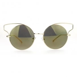 Round Metal Wire Cat Eye Horn Rim Round Circle Mirrored Lens Sunglasses - All Gold - CX120ZRC9U3 $8.01
