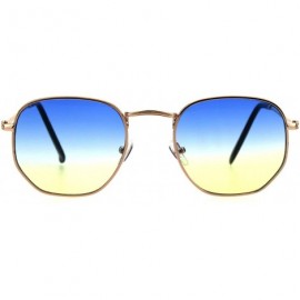 Rectangular Mens Oceanic Gradient Lens Victorian Metal Rim Rectangular Sunglasses - Gold Blue Yellow - CK18GO8SHZ9 $24.59