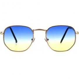 Rectangular Mens Oceanic Gradient Lens Victorian Metal Rim Rectangular Sunglasses - Gold Blue Yellow - CK18GO8SHZ9 $23.36