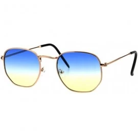 Rectangular Mens Oceanic Gradient Lens Victorian Metal Rim Rectangular Sunglasses - Gold Blue Yellow - CK18GO8SHZ9 $11.68