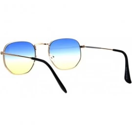Rectangular Mens Oceanic Gradient Lens Victorian Metal Rim Rectangular Sunglasses - Gold Blue Yellow - CK18GO8SHZ9 $11.68