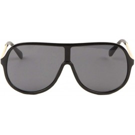 Shield Flat Top One Piece Lens Shield Three Color Bar Temple Sunglasses - Black - CN198D8HDGA $15.76