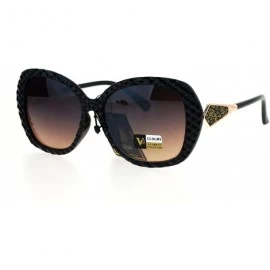 Square Womens Sunglasses Textured Pattern Square Frame Drusy-Like Decor UV 400 - Black (Brown Smoke) - CR185DH3D5X $21.37