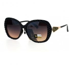 Square Womens Sunglasses Textured Pattern Square Frame Drusy-Like Decor UV 400 - Black (Brown Smoke) - CR185DH3D5X $12.09