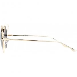 Round Metal Wire Cat Eye Horn Rim Round Circle Mirrored Lens Sunglasses - All Gold - CX120ZRC9U3 $17.91