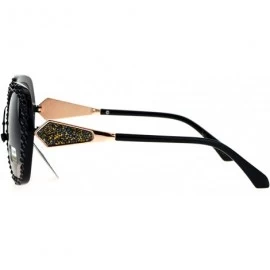 Square Womens Sunglasses Textured Pattern Square Frame Drusy-Like Decor UV 400 - Black (Brown Smoke) - CR185DH3D5X $12.09