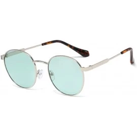 Round 60s Vintage Retro Hipster Lennon's Round Sunglasses Statement Hippie Glasses - Silver/Turquoise Green - C9194ER5IE6 $28.53